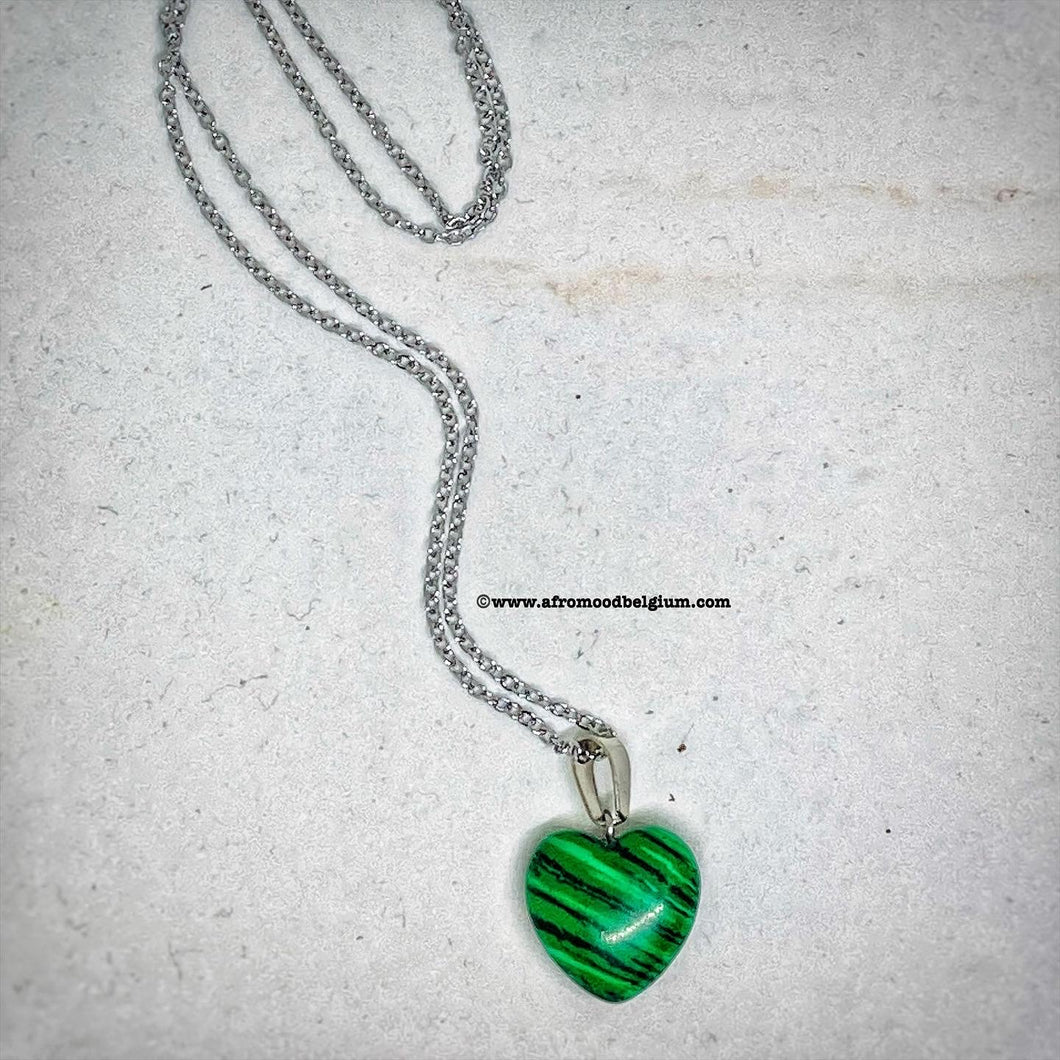 Malachite heart necklace